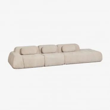 Sofá Modular De Canto Em Chenille De 3 Peças Com Chaise Longue Direita Embalado A Vácuo Mérida Chenille Grossa Bege Tapioca - Sklum