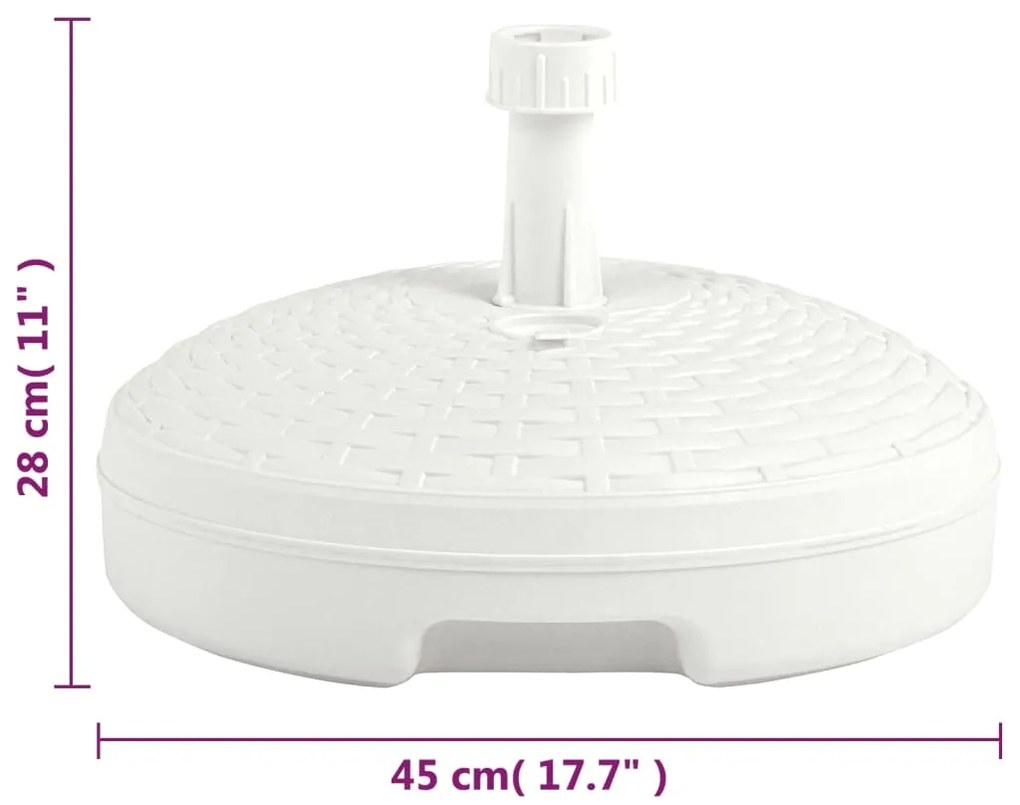 Base de guarda-sol c/ areia/água 20 L plástico vime branco