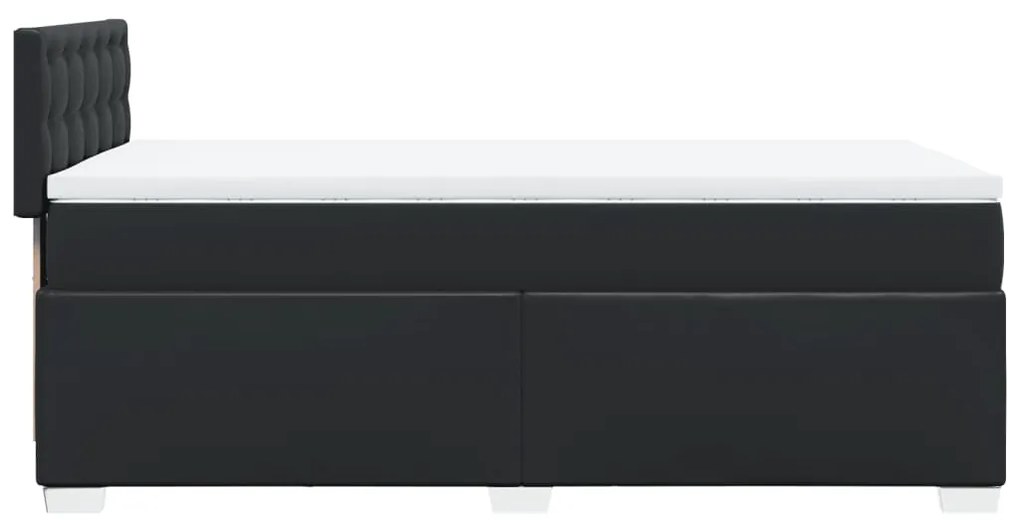 Cama com molas/colchão 90x200 cm couro artificial preto