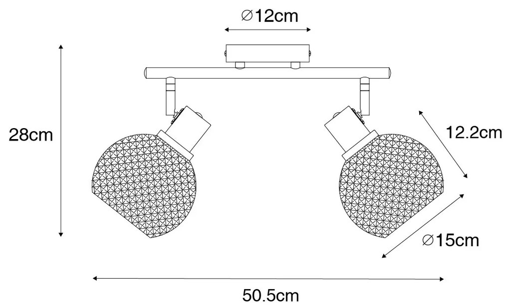 Projetores de teto design preto com vidro fumê 2 luzes - Chico