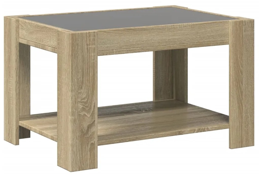 Mesa de centro c/ LEDs 73x53x45 cm derivados de madeira