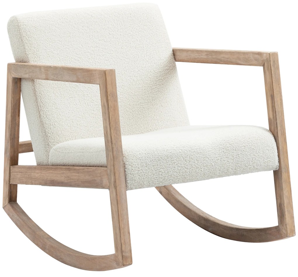 HOMCOM Poltrona Baloiço Estofada em Tecido Borreguito com Assento Acolchoado e Apoio para os Braços 60x81x71cm Creme | Aosom Portugal