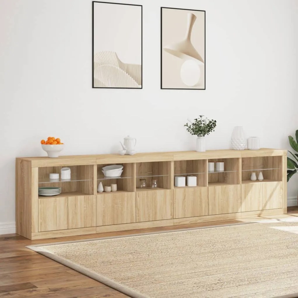 Aparador com luzes LED 283x37x67 cm carvalho sonoma