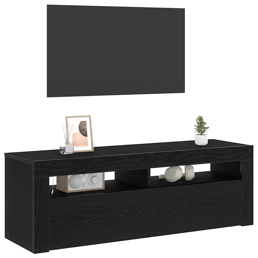 Estante para TV vidaXL com LED Carvalho Preto 120x35x40 cm Madeira de