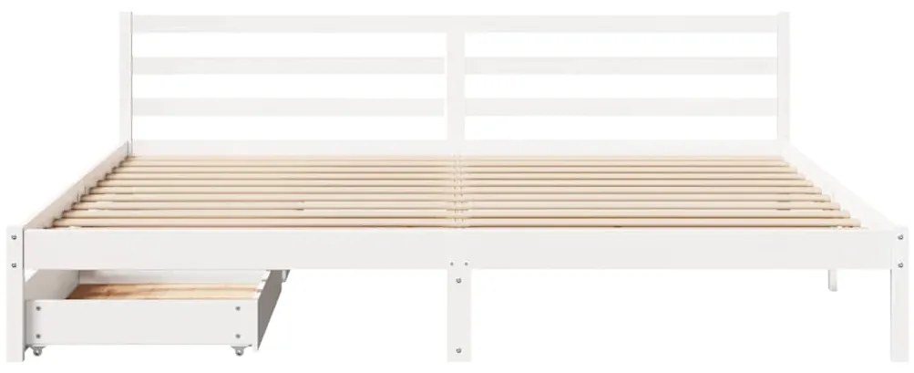 Cama sem colchão 180x200 cm madeira de pinho maciça branco
