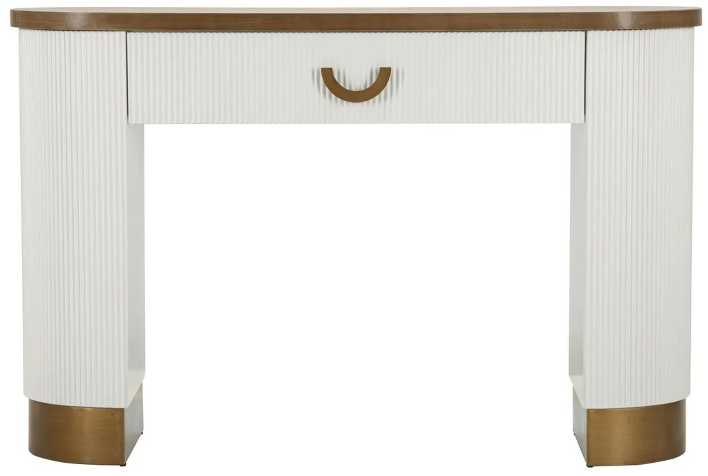 Consola de Entrada Tolosa com Gaveta – 121x40x78 cm – Branco, Castanho