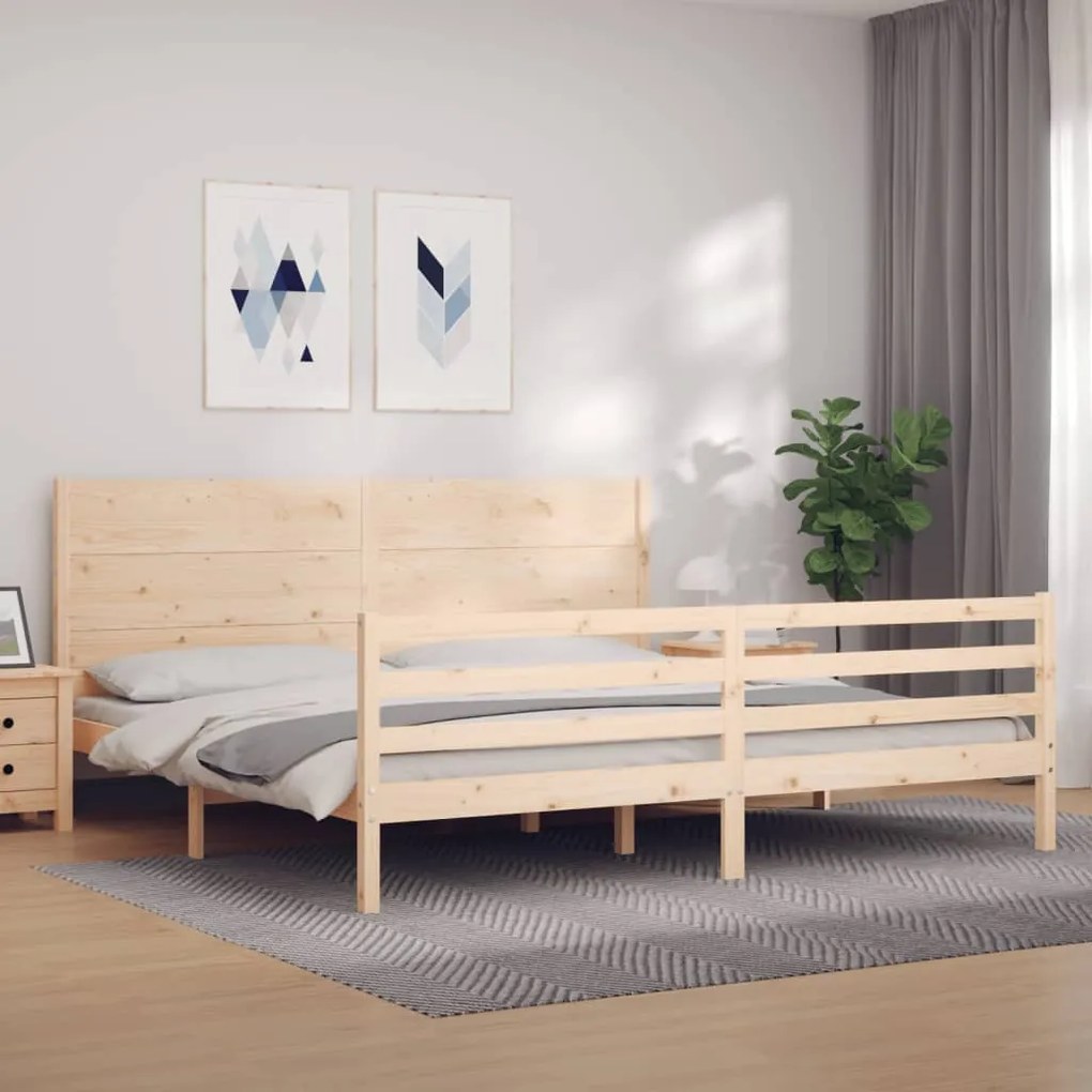 vidaXL Estrutura de cama com cabeceira 200x200 cm madeira maciça