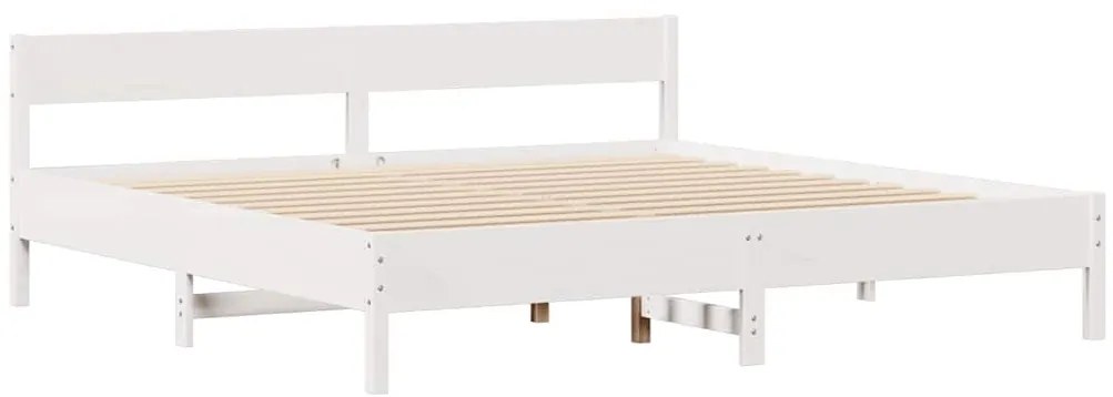 Cama sem colchão 200x200 cm madeira de pinho maciça branco