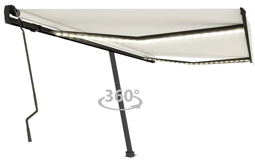 Toldo retrátil manual com LED 400x300 cm cor creme