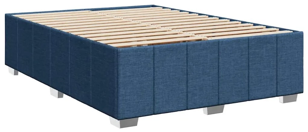 Cama com molas/colchão 140x190 cm tecido azul