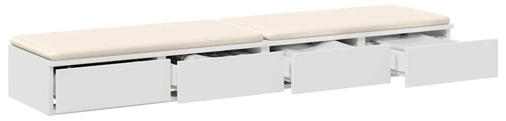 Gavetas de Cama Brancas vidaXL 135x36,5x16,5 cm em Madeira de Engenhar
