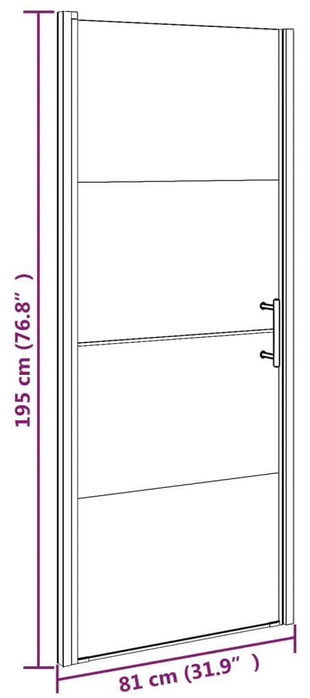 Porta de chuveiro meio vidro fosco temperado 81x195 cm preto
