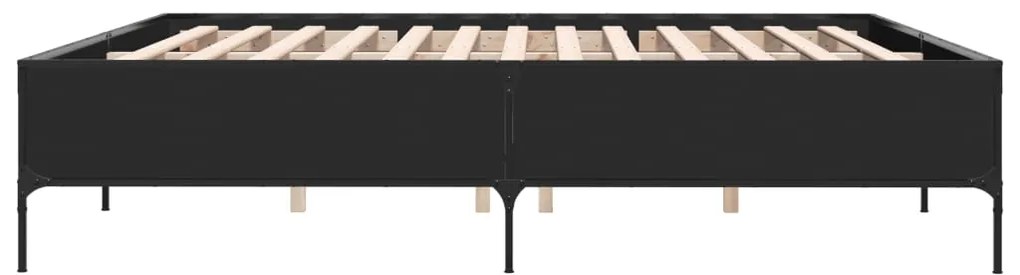 Estrutura de cama 180x200 cm derivados de madeira/metal preto