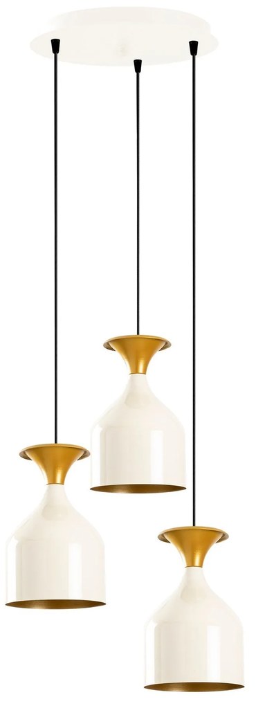 Candeeiro de Teto Sivani – Branco e Dourado – Diâmetro 40 cm, Altura 1
