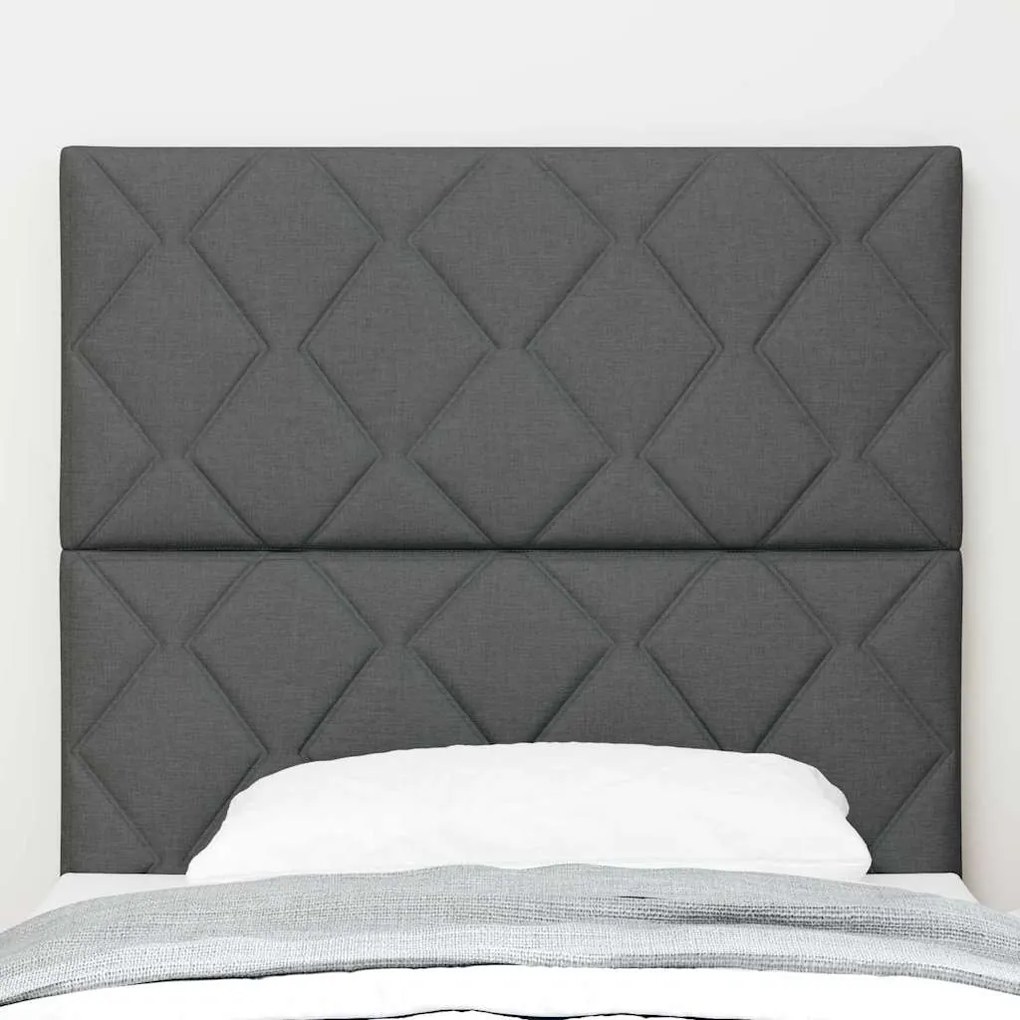 Cabeceira Design de Blocos de Diamante Cinza Escuro 90 cm Tecido
