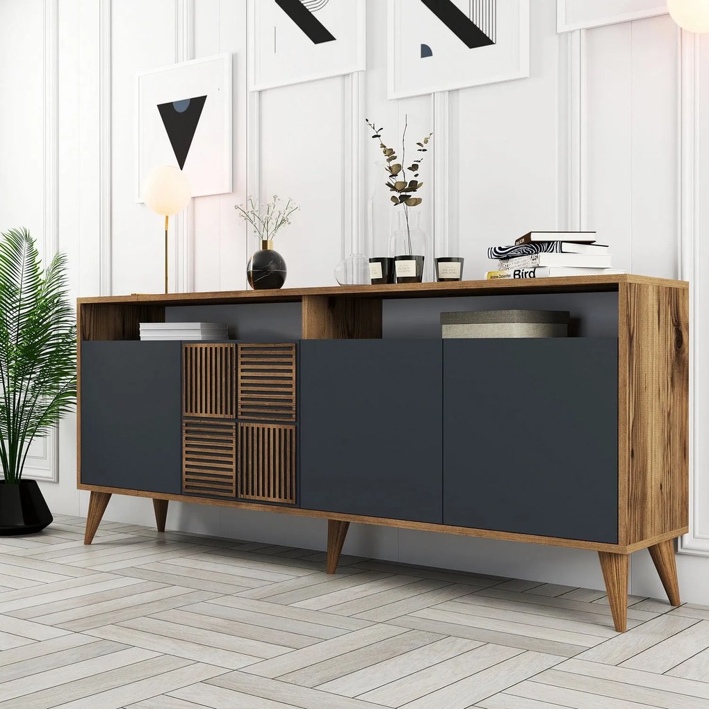 Console Milan – Walnut Anthracite – 180 cm x 78 cm x 35 cm