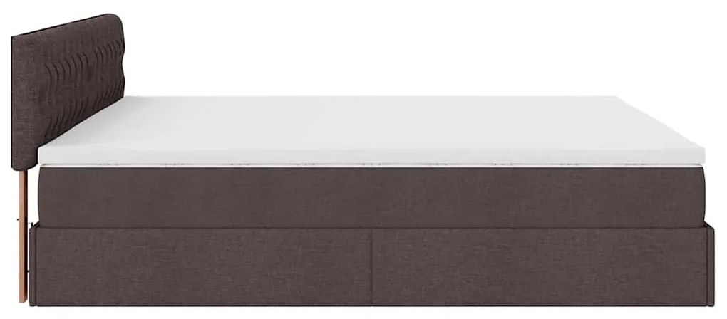 Cama Otomana com colchão&amp;LEDs 180x200cm tecido castanho-escuro