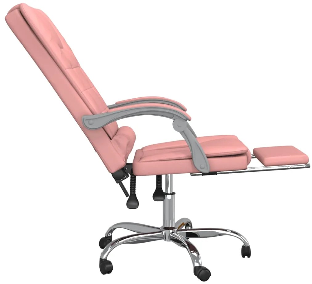 Cadeira escritório massagens reclinável couro artificial rosa