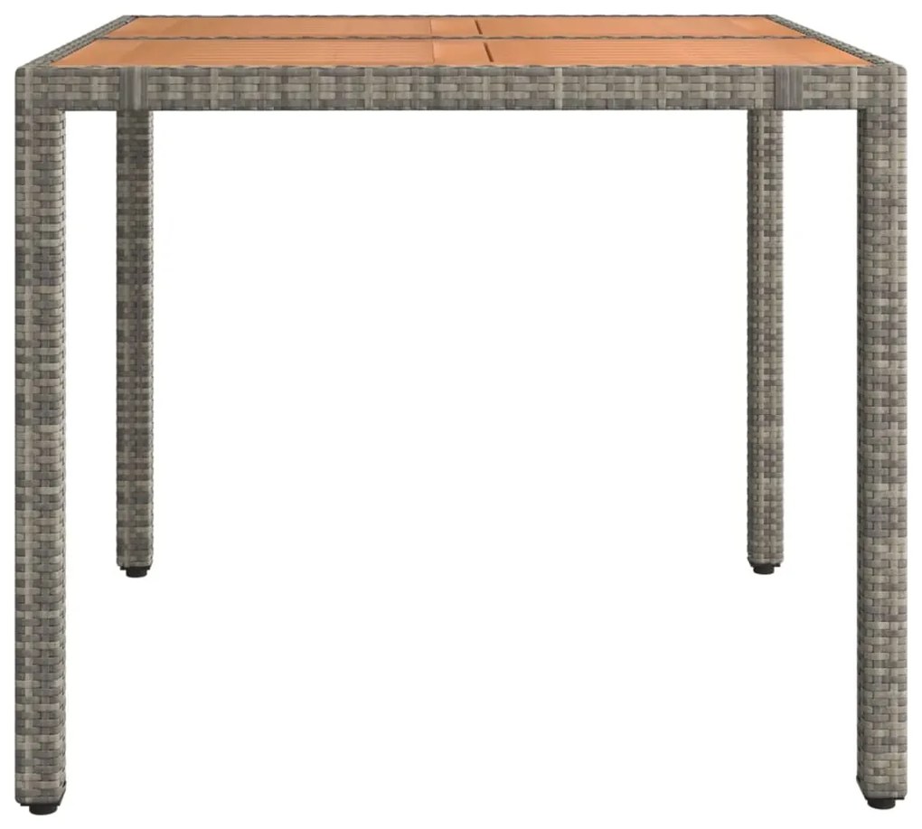 Mesa de jardim c/ tampo de madeira vime PE/acácia maciça cinza