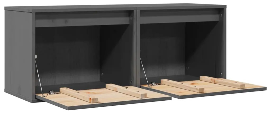 Armários de parede 2 pcs 45x30x35 cm pinho maciço cinza