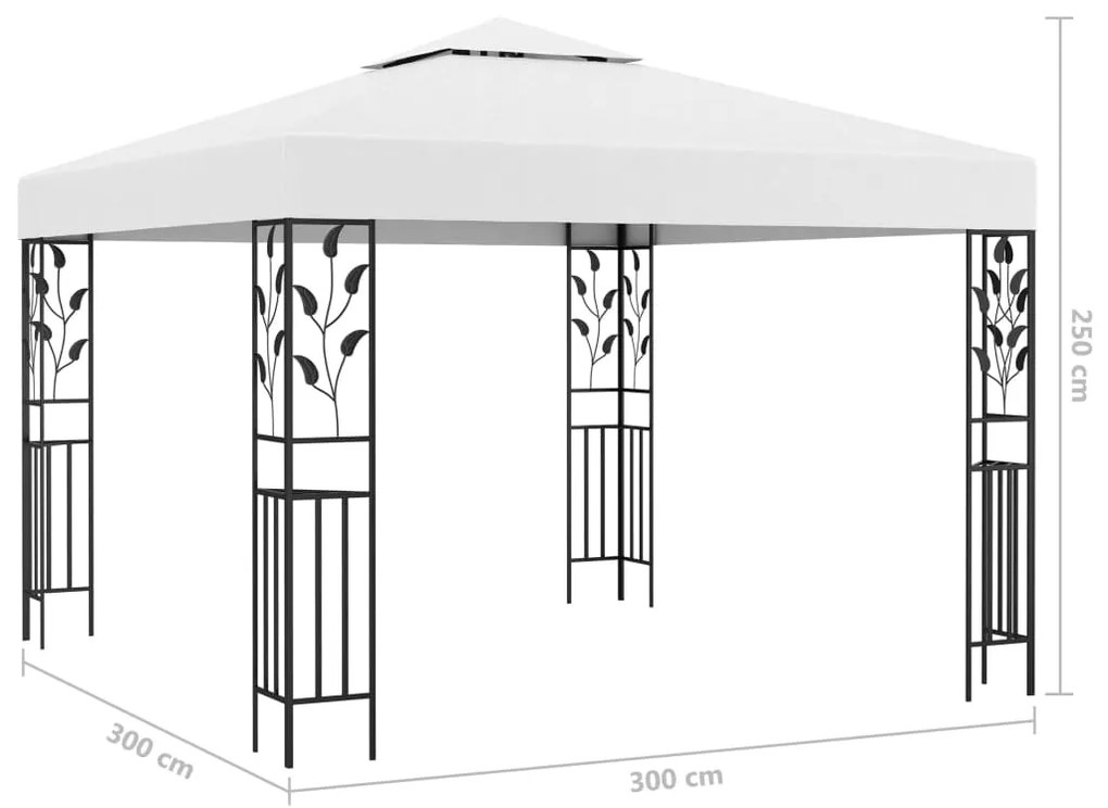 Gazebo com cordões de luzes LED 3x3 m branco