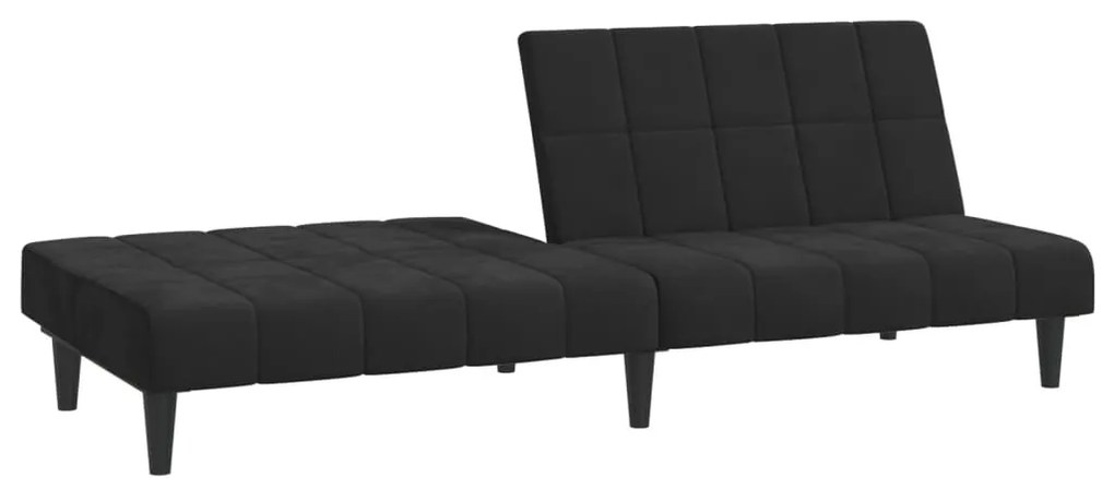 Sofá-cama de 2 lugares veludo preto