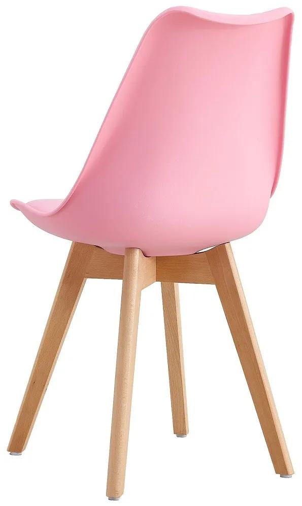 Conjunto 4 Cadeiras de Cozinha e Sala de Jantar  TORRE 4P (SU), madeira, polipropileno e assento rosa