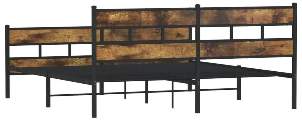 Estrutura de cama sem colchão 180x200cm metal carvalho fumado