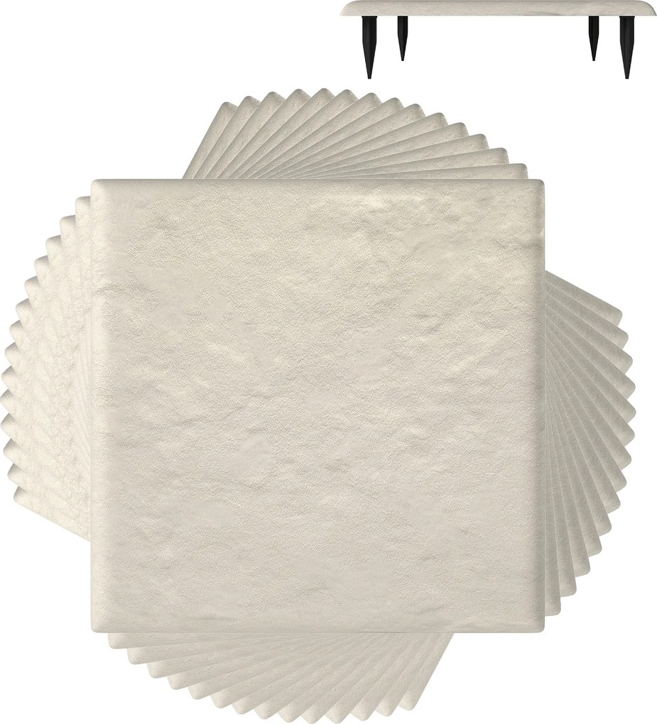 Conjunto de 16 degraus de 39,5 x 39,5 cm com estacas de fixação ao solo e pedras decorativas para passarelas de jardim, pavimentos exteriores, relvado