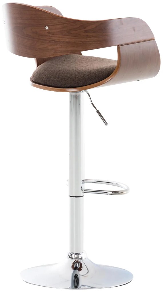 Banco de bar Kingston em tecido e com estrutura cromada 50 x 88-102 x 48 cm Castanho + Cor Nogueira