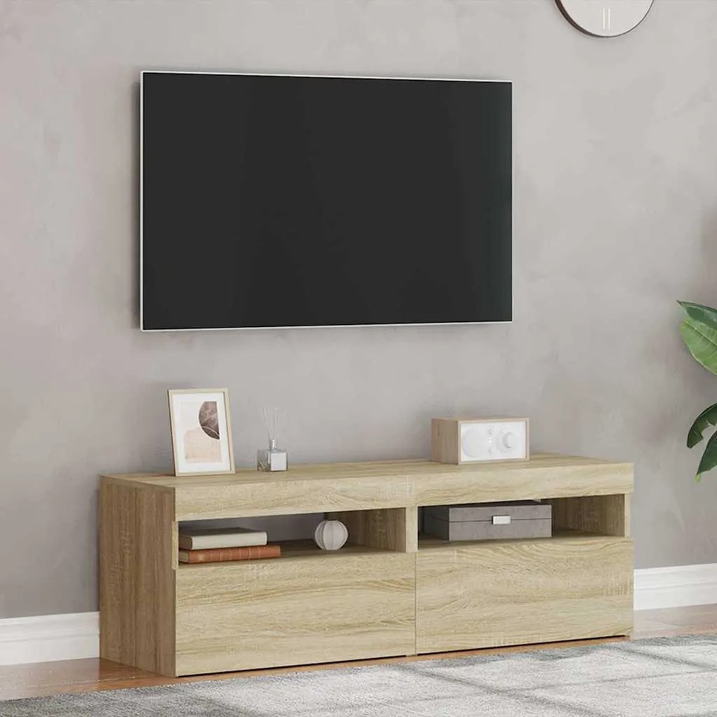 Móveis de TV com luzes LED 2 pcs 60x35x40 cm carvalho sonoma