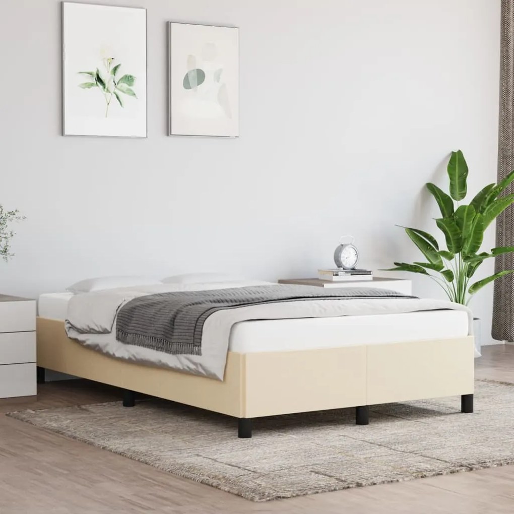 Estrutura de cama sem colchão 120x200 cm tecido cor creme