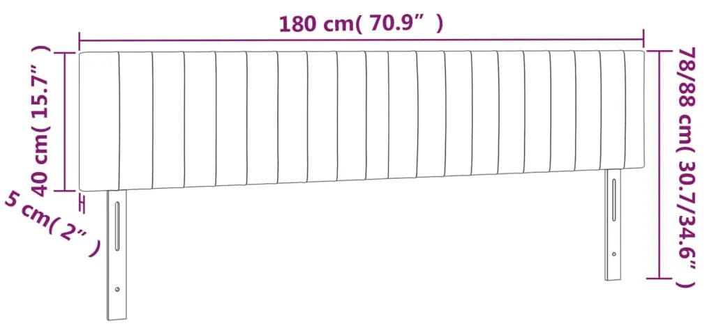 Cabeceira de cama 2 pcs tecido 90x5x78/88 cm cinzento-escuro