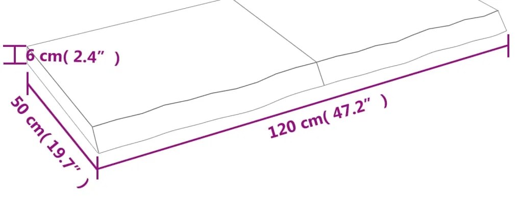 Bancada p/ WC 120x50x(2-6) cm madeira maciça tratada castanho