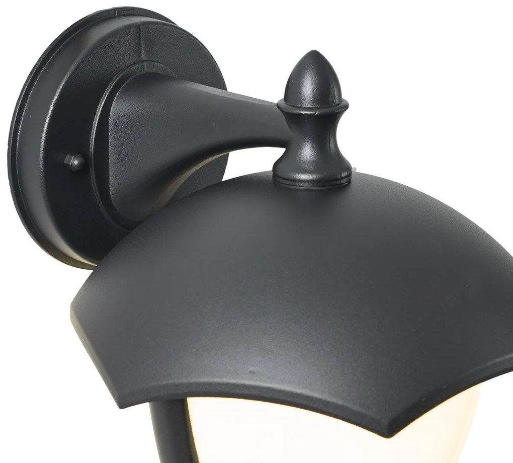 Aplique de parede inteligente para exterior preto com vidro opalino incluindo LED IP54 - Classica Clássico / Antigo