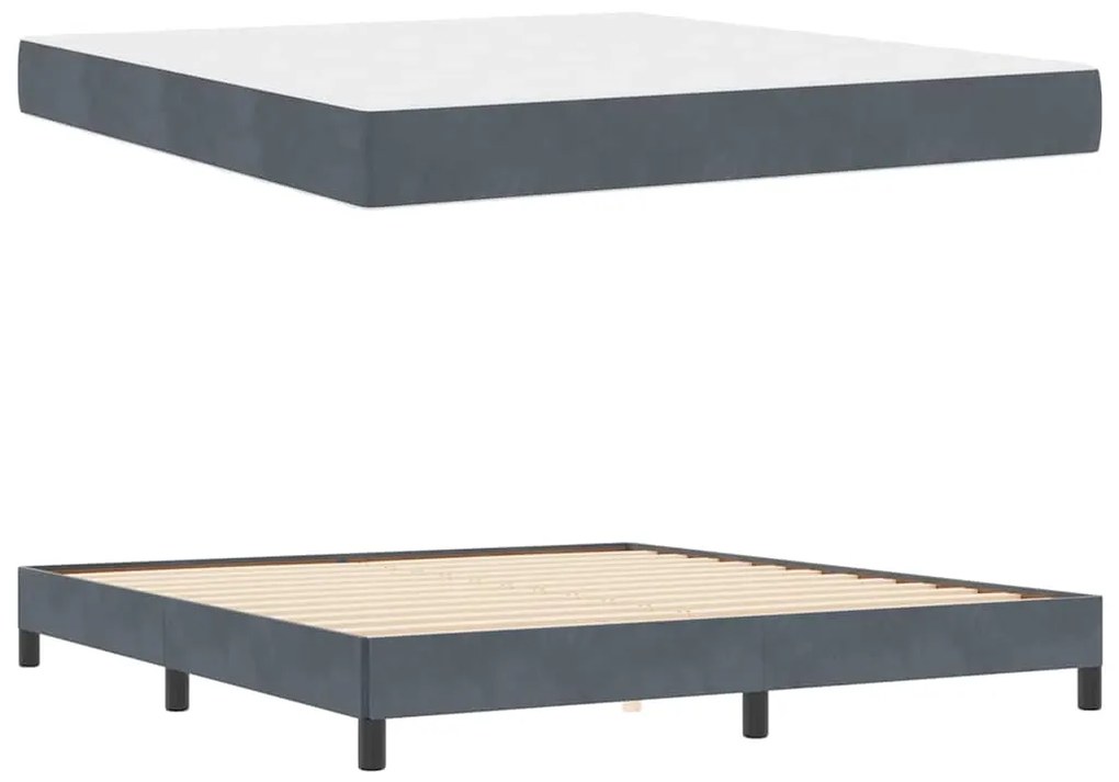 Cama box spring com colchão Cinza Escuro 180 x 200 cm Veludo