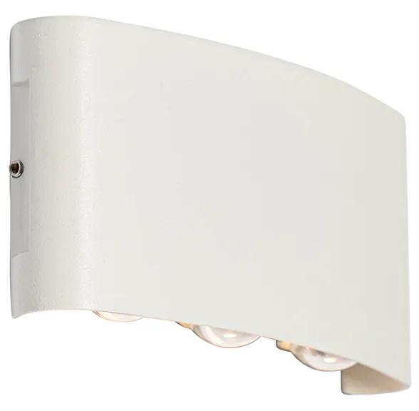 Candeeiro de parede exterior branco com LED 6 luzes IP54 - Silly Moderno