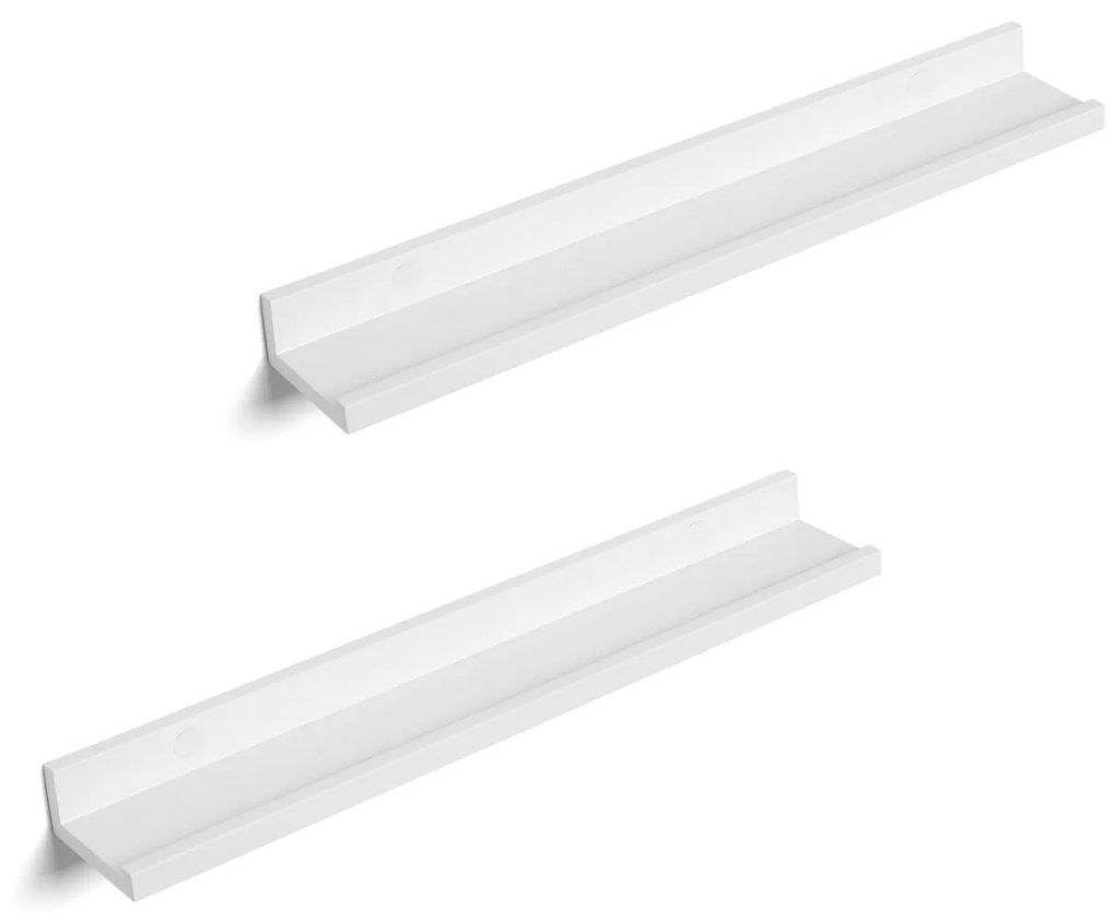 Conjunto de 2 prateleiras suspensas 60 x 10 x 5/2 cm branco brilhante