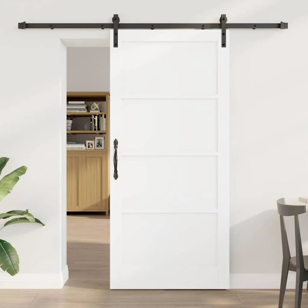 Porta Deslizante com Conjunto de Ferragens Branca 93x202 cm Madeira Só
