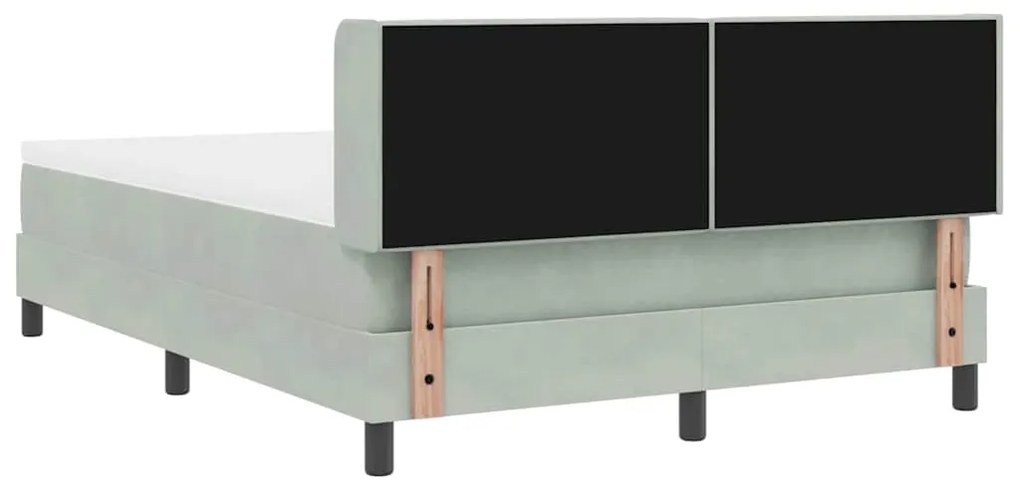 Cama Box Spring com Colchão Cinza Claro 140x200 cm Veludo