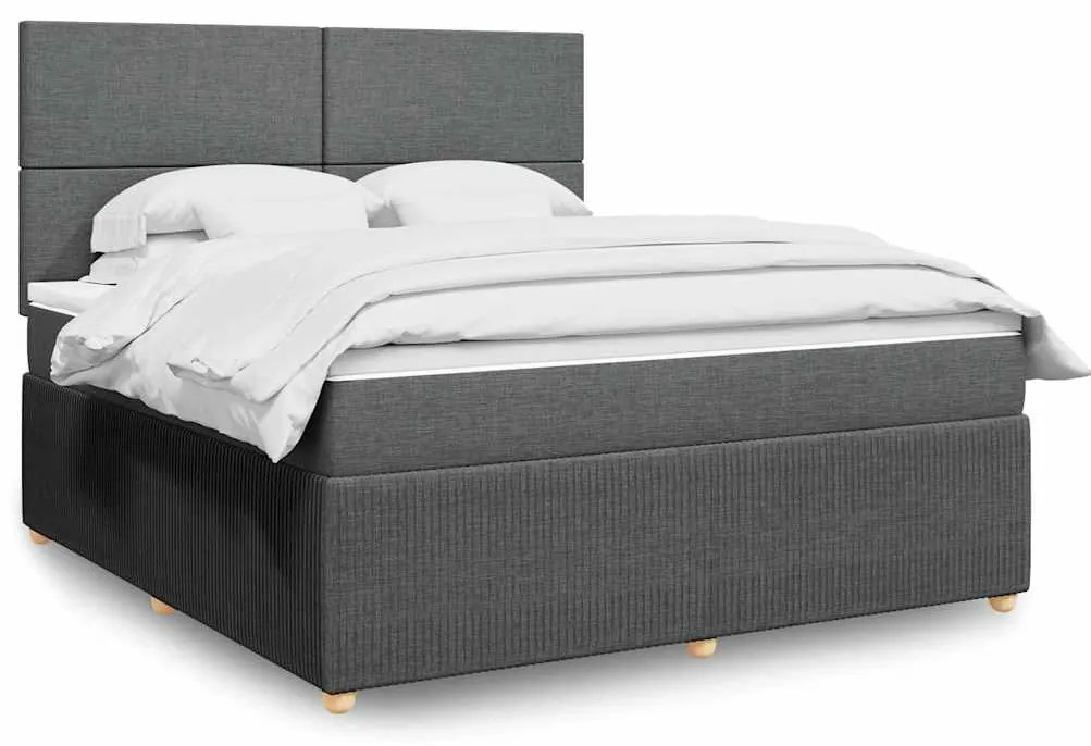 vidaXL Cama com molas/colchão 180x200 cm tecido cinzento-escuro