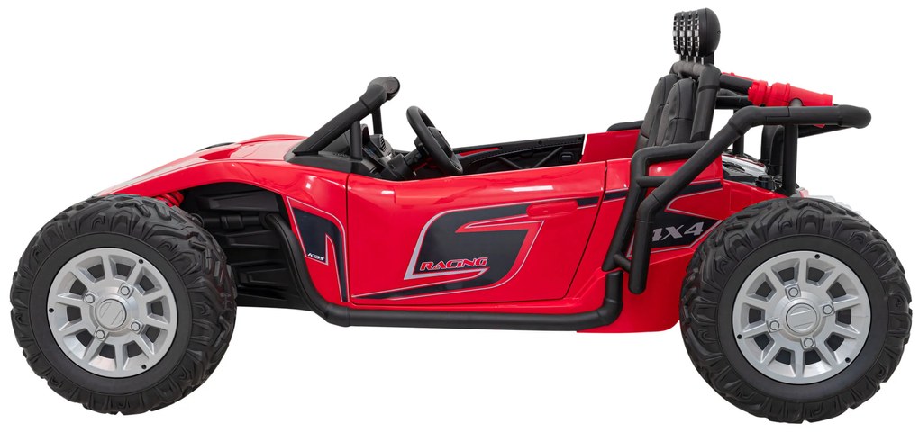Carro elétrico para Crianças 2 Lugares Buggy Racing 5 24V Rodas Espuma EVA, assento couro ecológico Vermelho