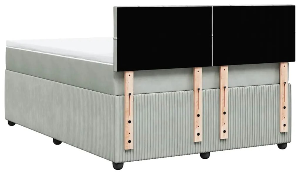 Cama com molas/colchão 140x190 cm veludo cinzento-claro