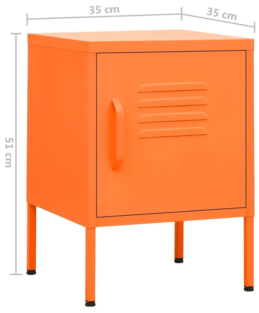 Mesa de cabeceira 35x35x51 cm aço laranja