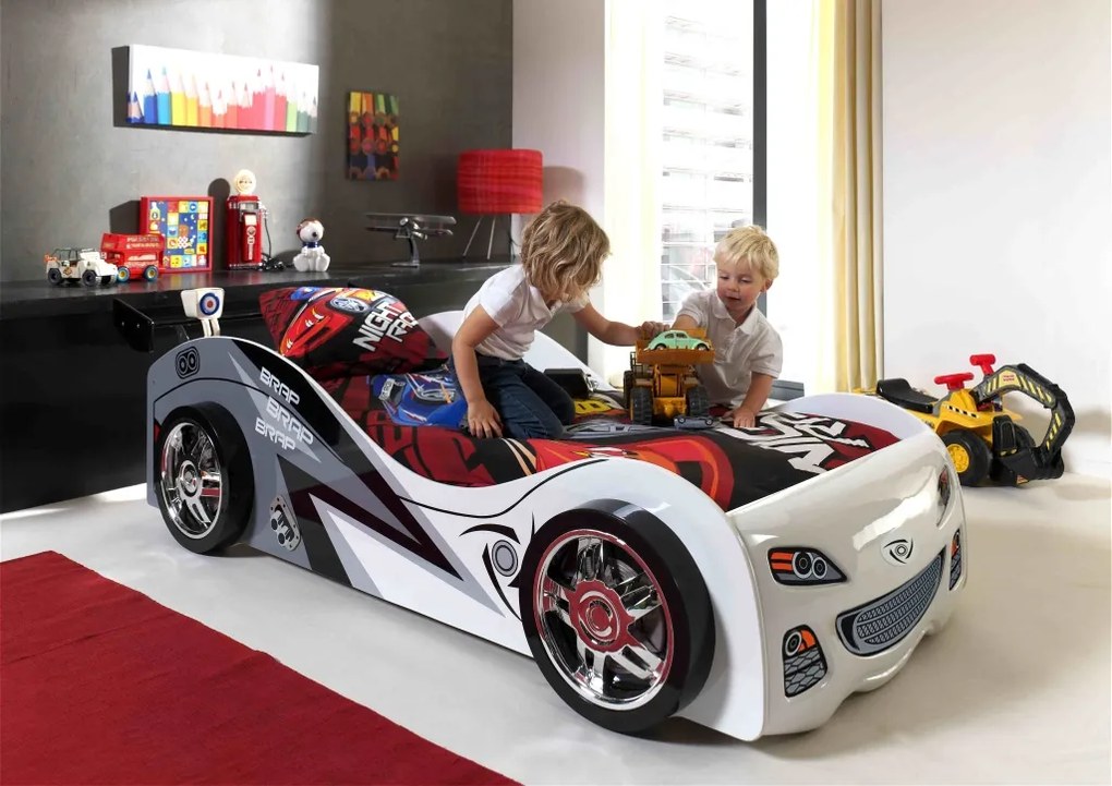Cama Carro para Crianças 90x200cm BRAP BRAP CAR BRANCA