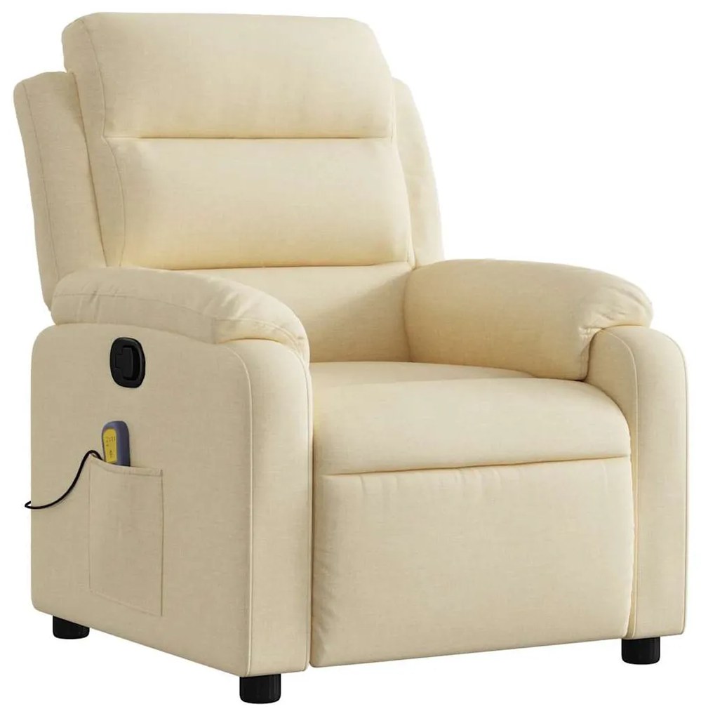 Poltrona de massagens reclinável tecido cor creme