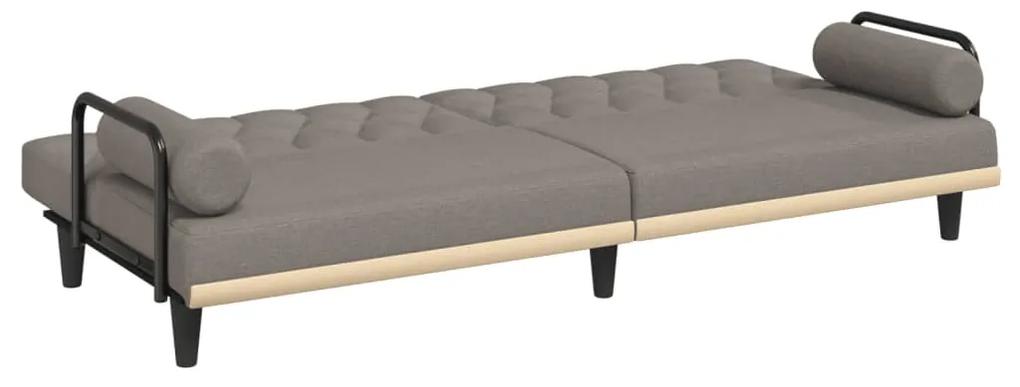 Sofá-cama com apoio de braços tecido cinzento-acastanhado