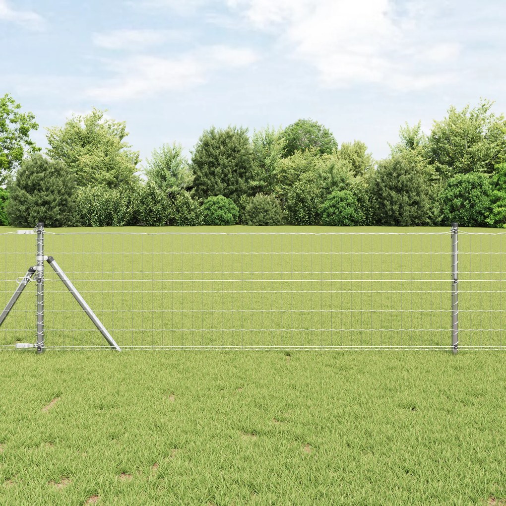 vidaXL Cerca Euro com 13 Postes 0.4x25 m Aço Galvanizado