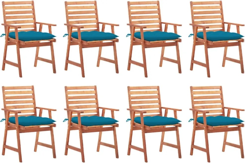 vidaXL Cadeiras de jantar p/ jardim 8 pcs c/ almofadões acácia maciça