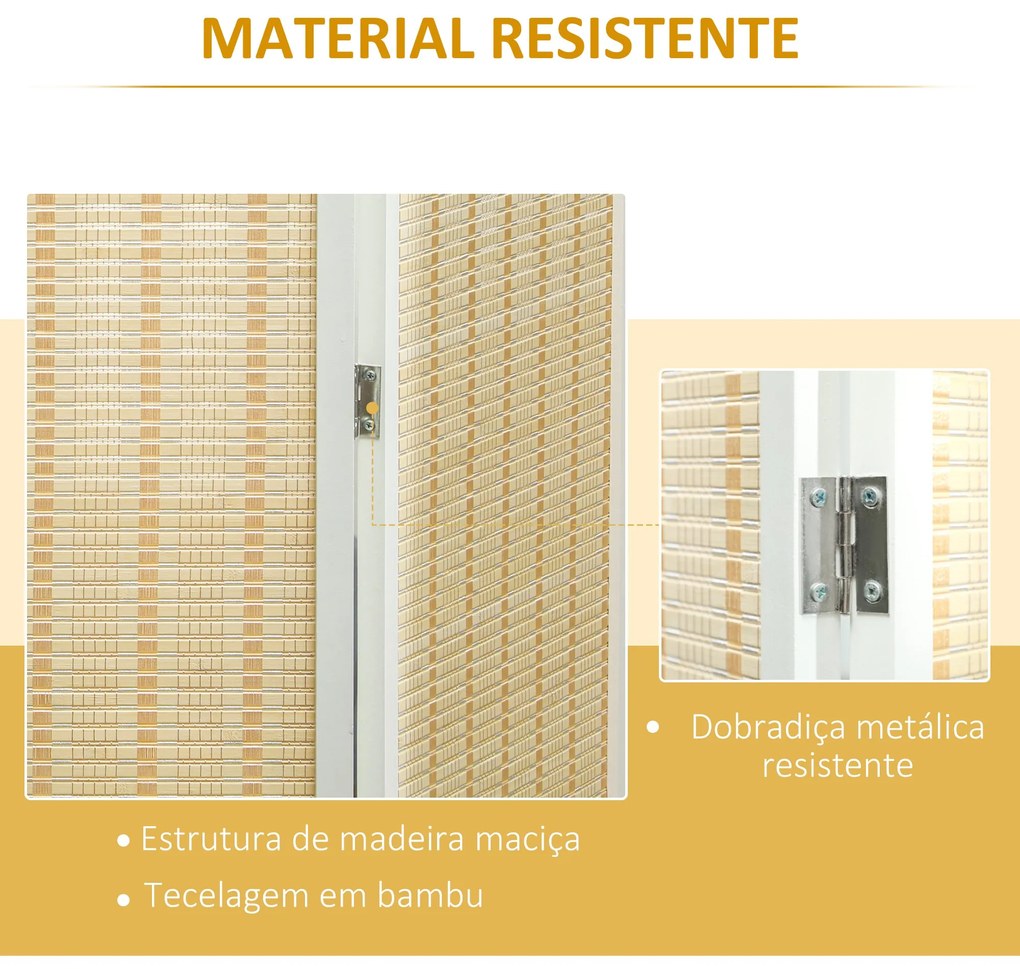 Biombo de 4 Painéis Dobrável 180x180 cm Separador de Ambientes Divisor